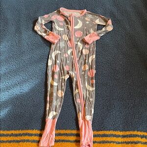 Little Sleepies Celestial Footie - Pink and gray
